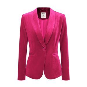 Allegra K Women's Fuchsia Velvet Blazer